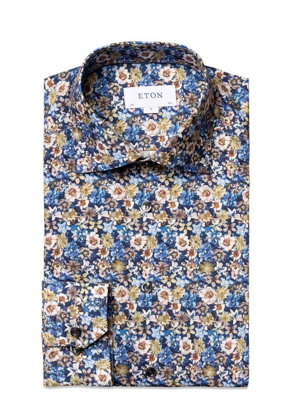Etons Contemporary - Print - Blue. Køb shirts her.