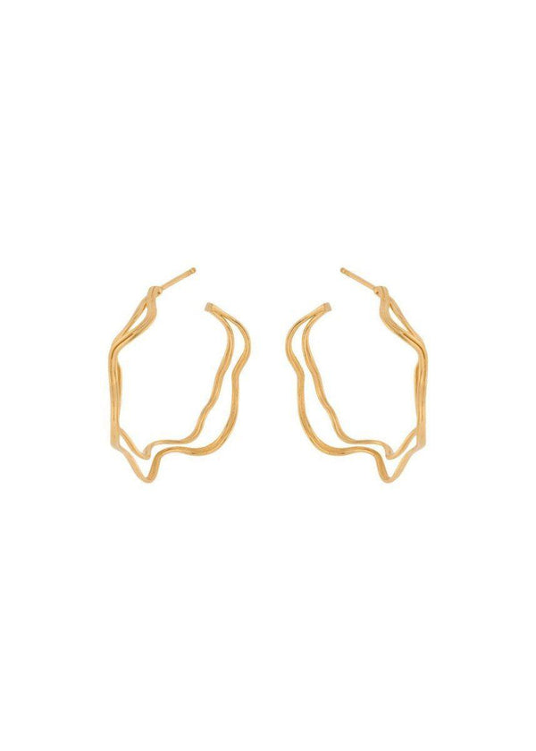 Pernille Corydons Double Wave Hoops - Gold. Køb øreringe her.