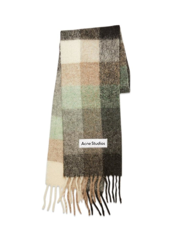 Acne Studios' FN-UX-SCAR000115 - Green/Grey/Black. Buy scarf here.