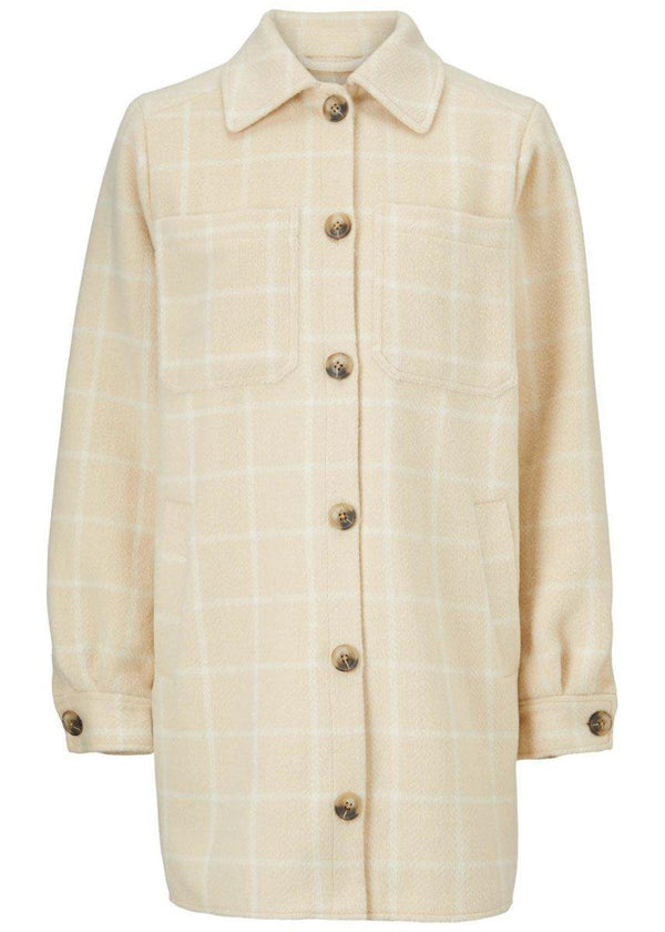 Modströms Helga check coatigan - Off White Check. Køb frakker her.