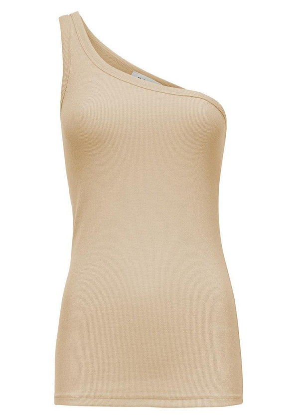 Modströms Igor one shoulder top - Powder Sand. Køb toppe her.