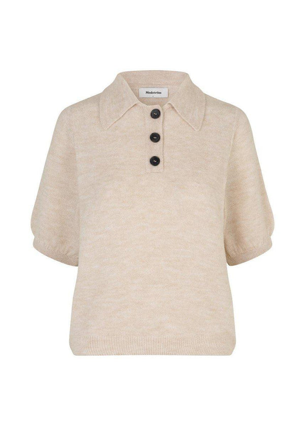 Modströms Irene polo - Cream Milk. Køb strik her.