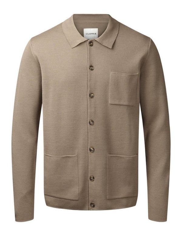 Clippers Manchester Cardigan Polo Colla - Portabello. Køb strik her.