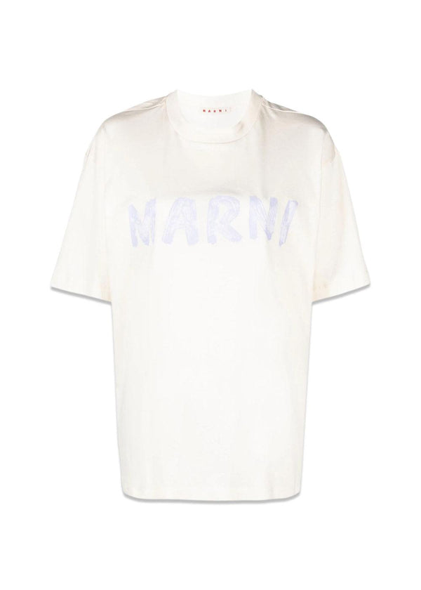 Marnis Marni Logo Organic cotton jersey - Pearl. Køb t-shirts her.
