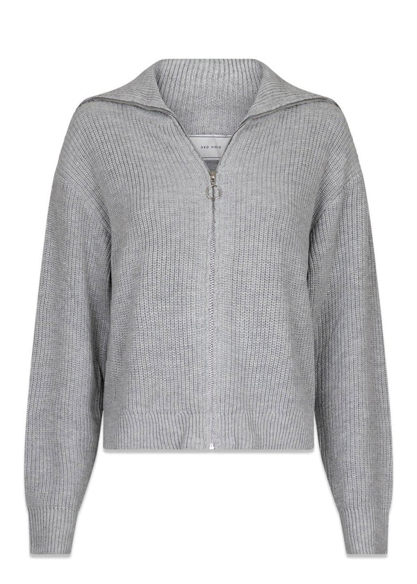 Neo Noirs Masja Knit Cardigan - Light Grey Melange. Køb strik her.