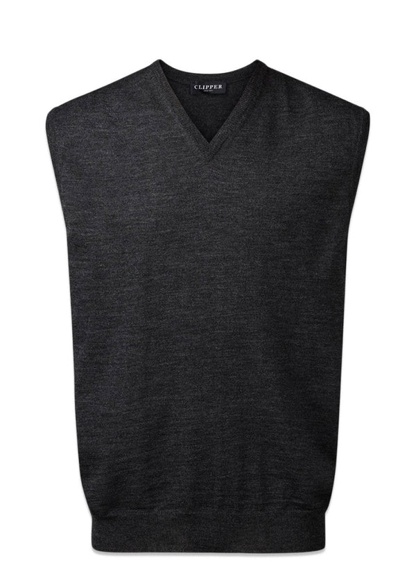 Clippers Milan Vest V Neck - Charcoal Melange. Køb veste her.