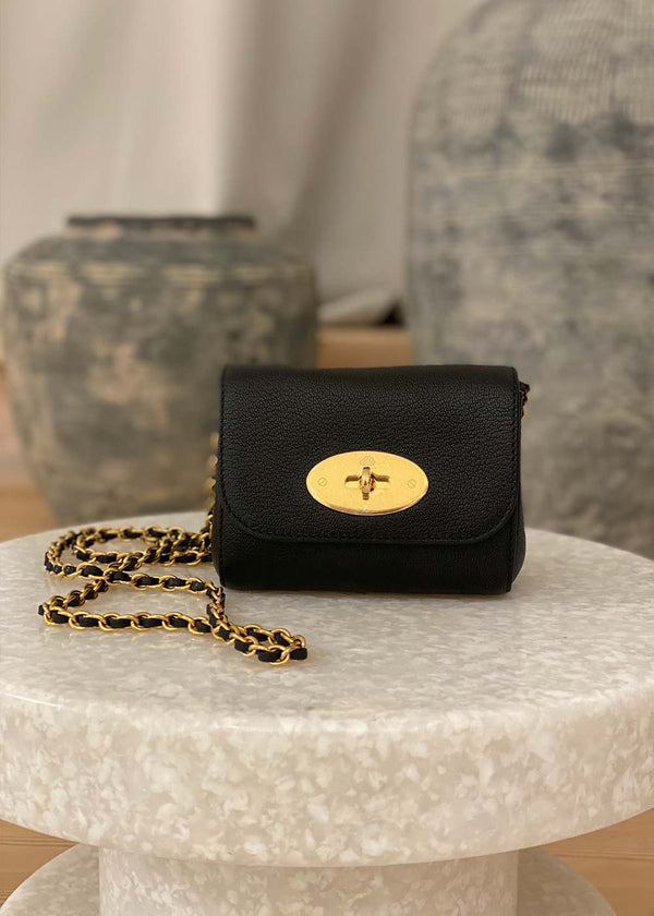 Mulberrys Mini Lily Glossy Goat - Black. Køb designertasker||skuldertasker her.