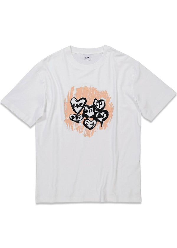 Nn. 07s Nat Print Tee 3485 - White. Køb t-shirts her.