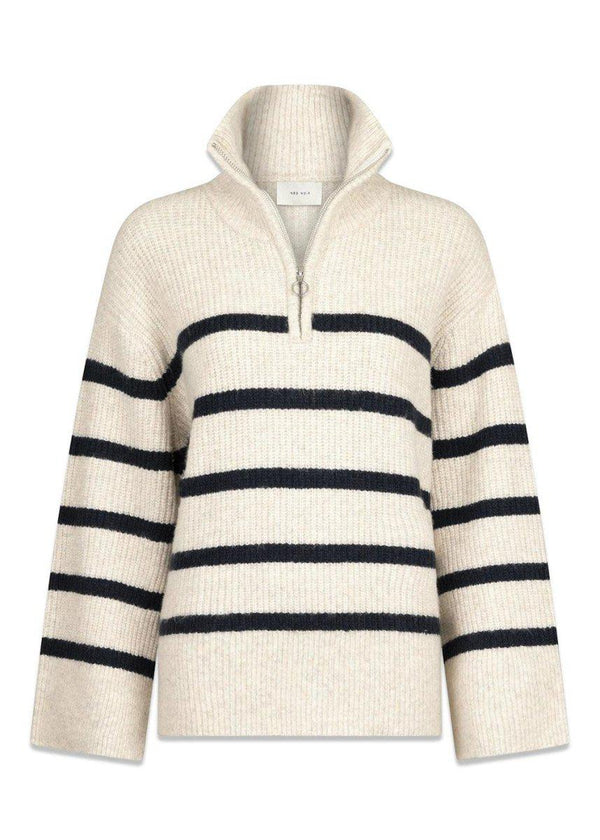 Neo Noirs Nevena Stripe Knit Blouse - Sand. Køb strik her.