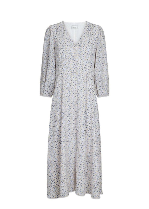 Neo Noirs Olana Field Flower Dress - Blue. Køb kjoler her.