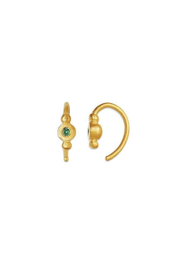Stine A's Petit Bon-Bon Green Zircon Ear - Gold. Køb øreringe her.