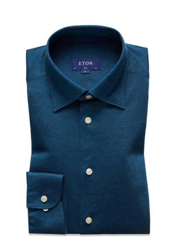 Etons Pique Button Under - Blue. Køb shirts her.
