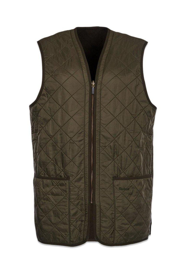 Barbours Polarquilt Waistcoat/Zip-In - Dk Olive Check. Buy vests here.