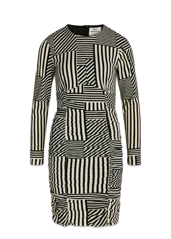 Mads Nørgaards Pollux Amelia Dress AOP - Stripe Play Aop/Black. Køb kjoler her.