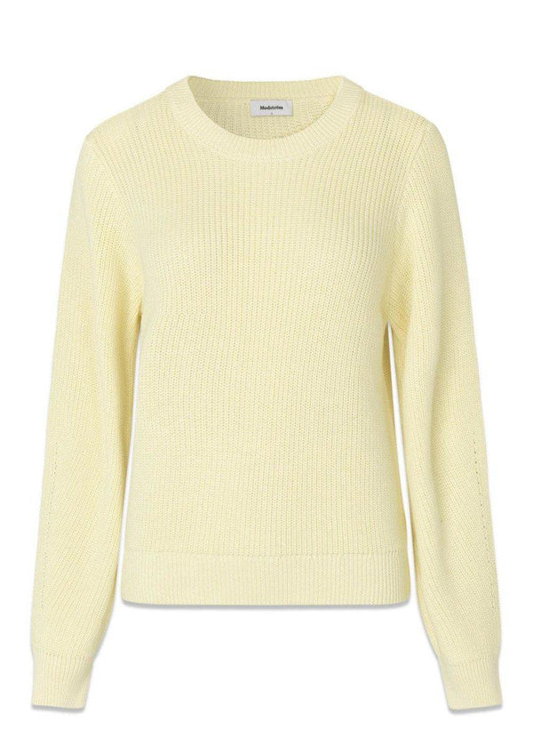Modströms PrishaMD o-neck - Tender Yellow. Køb strik her.