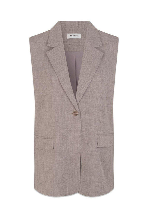 Modströms RaphaelMD vest - Beige Melange. Køb blazers her.