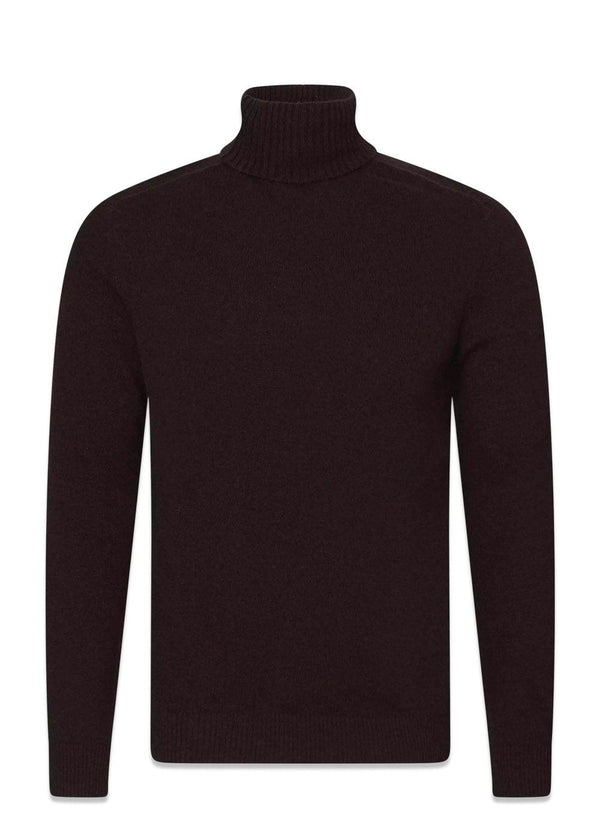 Oscar Jacobsons Salim Rollneck - Brown Flannel. Køb strik her.