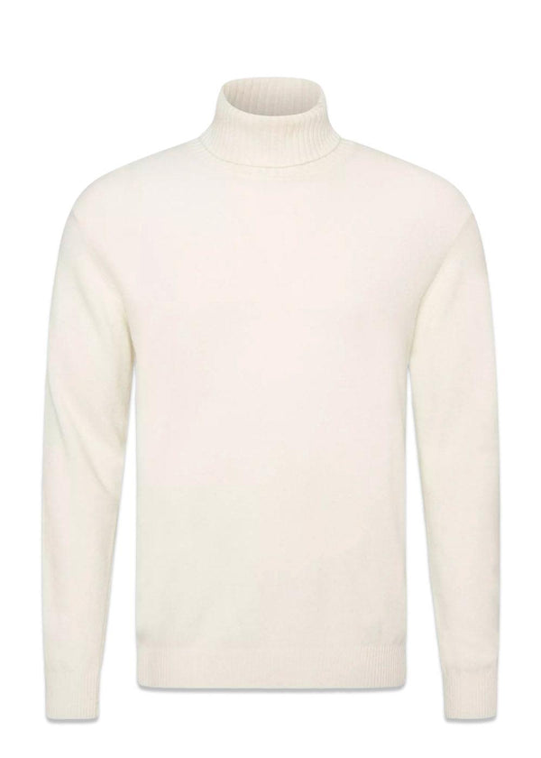 Oscar Jacobson's Salim Rollneck - White Shell. Buy knitting here.
