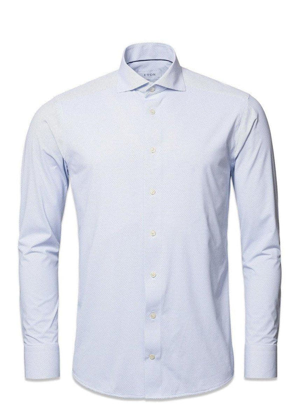 Etons Slim-Four-Way Stretch - Semi S - Mid Blue. Køb shirts her.