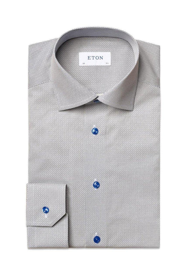 Etons Slim - Micro Pattern Twill - Blue. Køb shirts her.