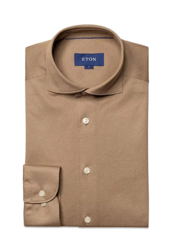 Etons Slim-Pique - Brown. Køb shirts her.