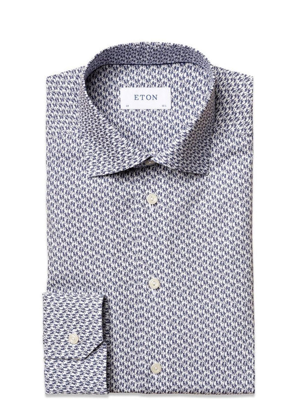 Etons Slim - Print - Blue. Køb shirts her.