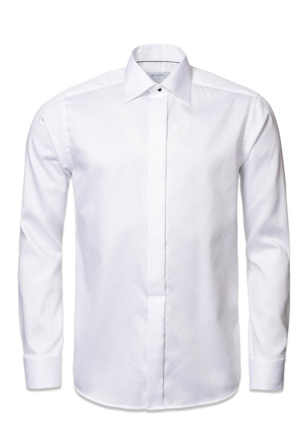 Eton's Slim - White Dobby Evening Shirt - White. Buy shirts here.