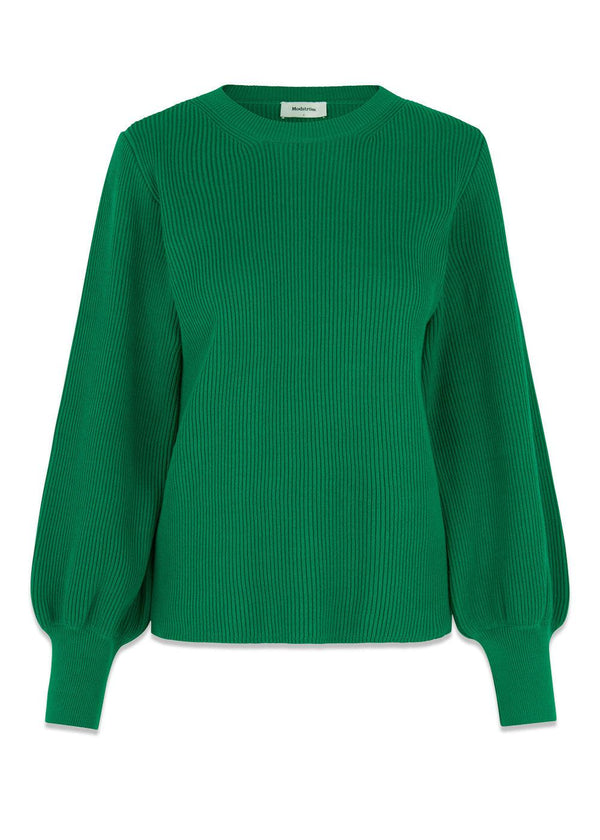Modströms Temma o-neck - Green Meadow. Køb strik her.