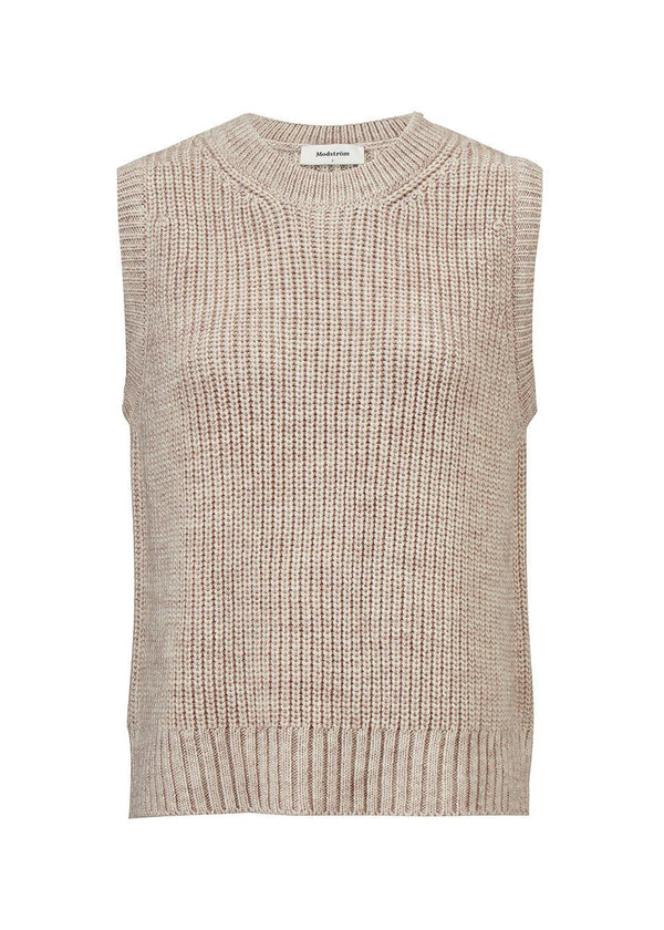 Modströms Timme vest - Beige Melange. Køb strik her.