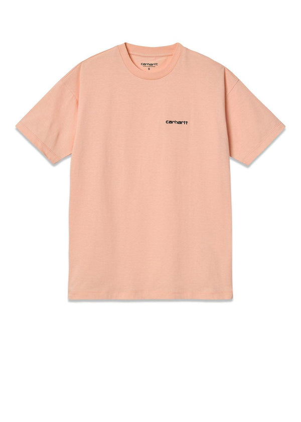 Carhartt WIP's W' S/S Script Embroidery T-S - Grapefruit / Black. Køb t-shirts her.